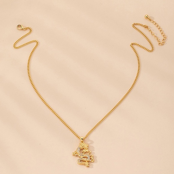 NEW | Gold Crystal Dragon Necklace 🐉 - Picture 4 of 4